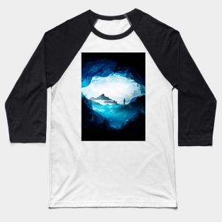 Figure Silhouette Blue Misty Mountains Baseball T-Shirt